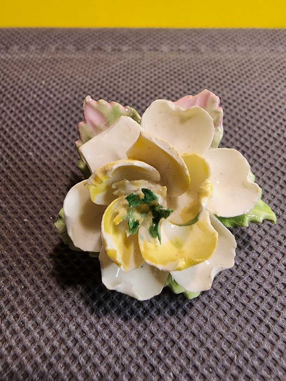 Vintage Bone China Yellow and White Flower Accent - Brooch 1950's